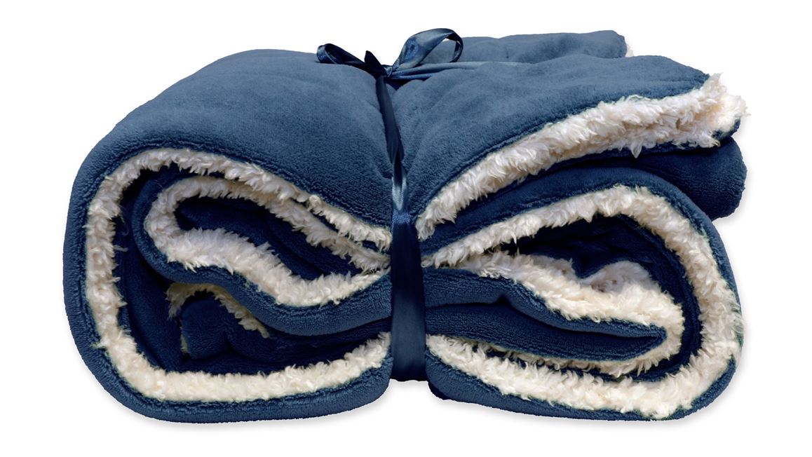Unique Living Lars plaid polaire bleu foncé