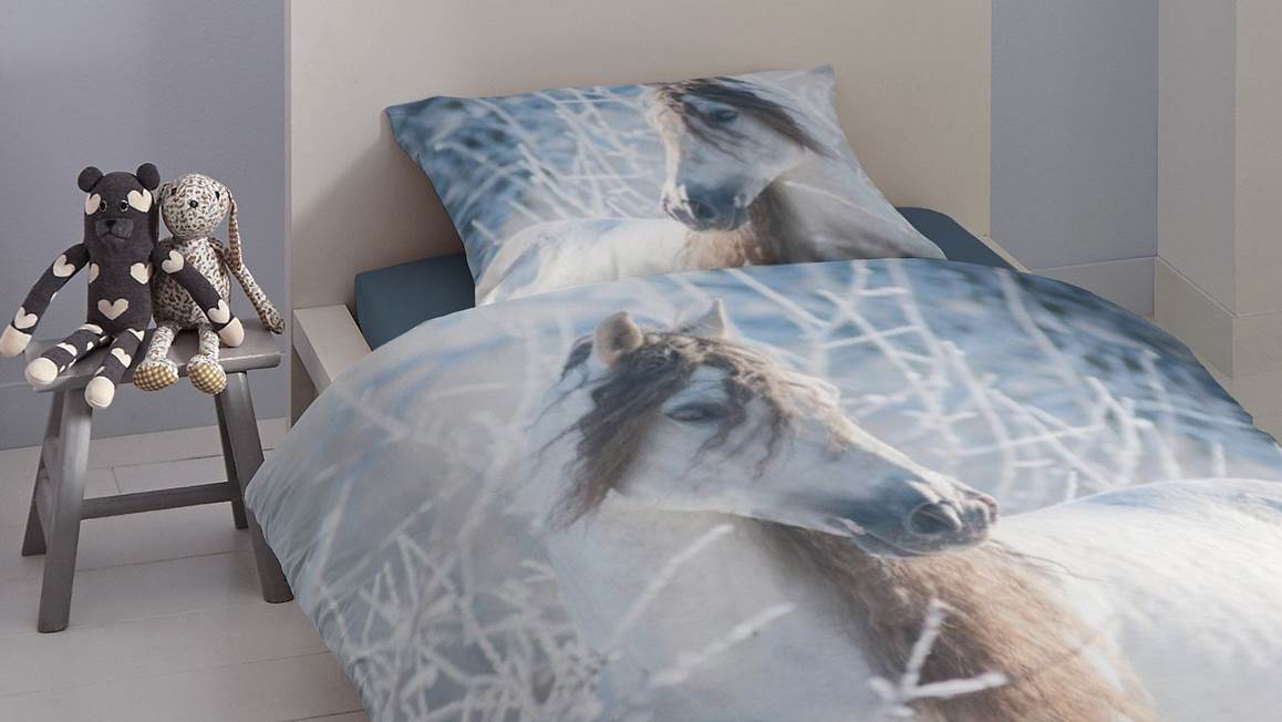 Good Morning White Horse housse de couette en flanelle