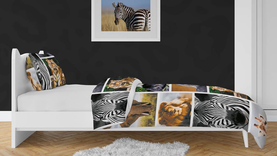 Snoozing Wildlife housse de couette en flanelle multicolore