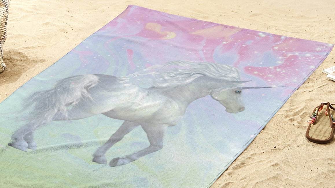 Good Morning Licorne serviette de plage multicolore