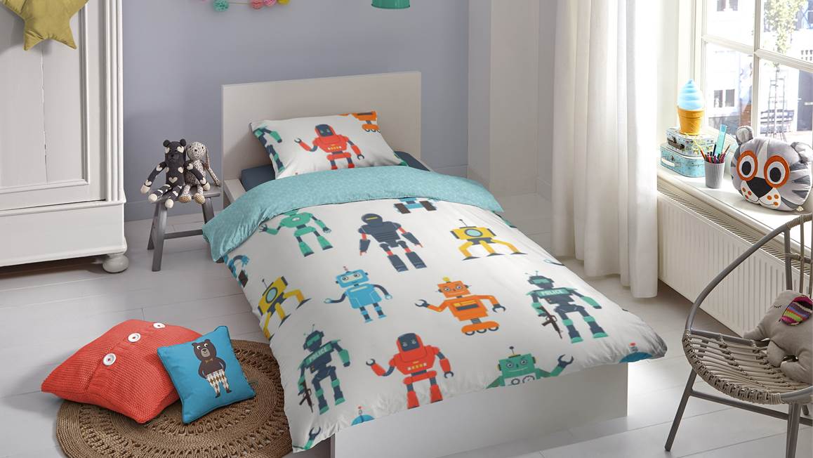 Good Morning Robots housse de couette multicolore