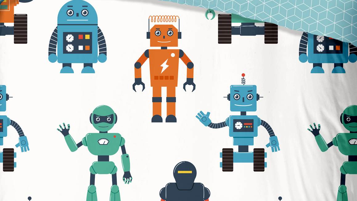 Good Morning Robots housse de couette multicolore