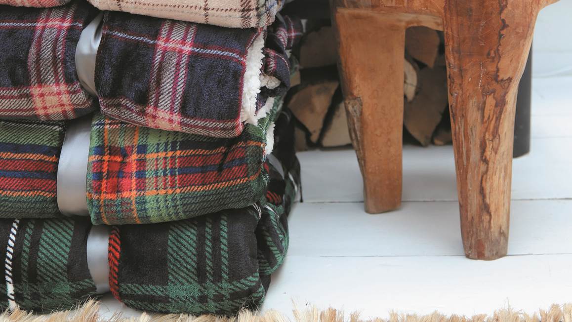 Unique Living Larsson plaid polaire vert foncé