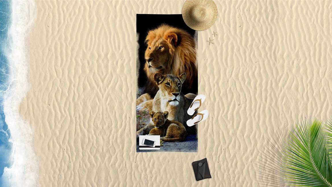 Lion family serviette de plage