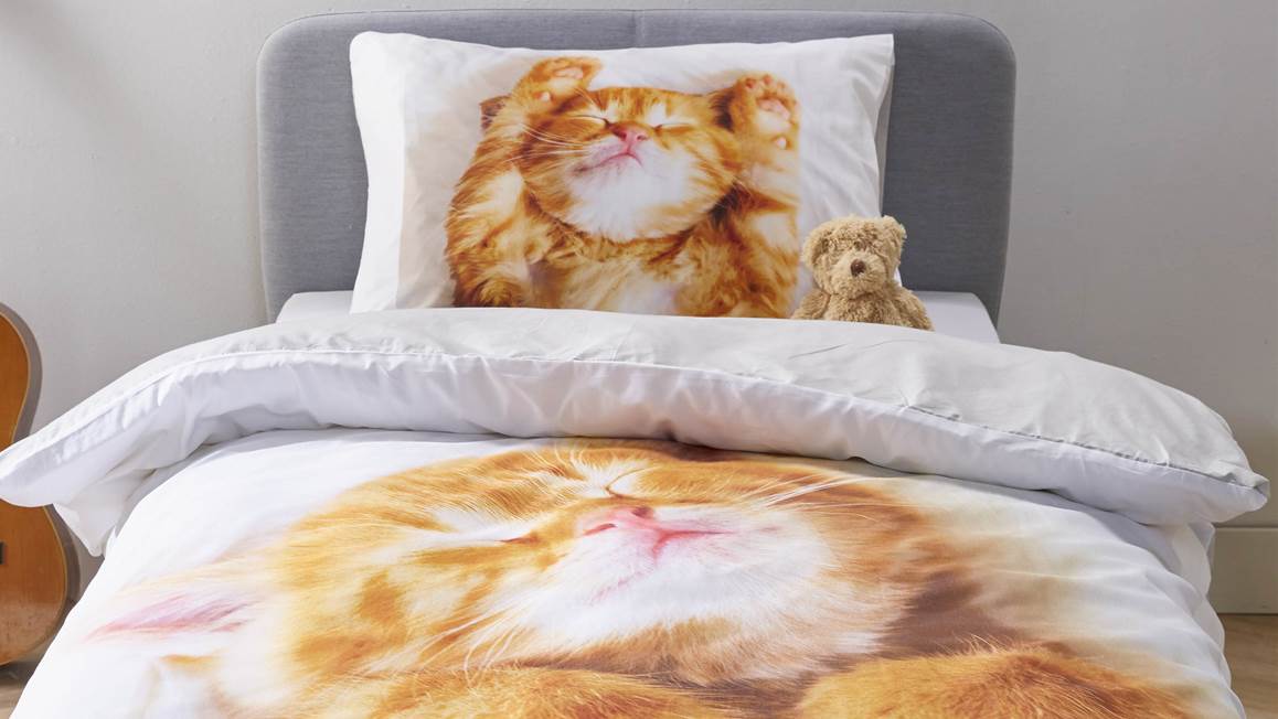 iSeng Chaton housse de couette blanc