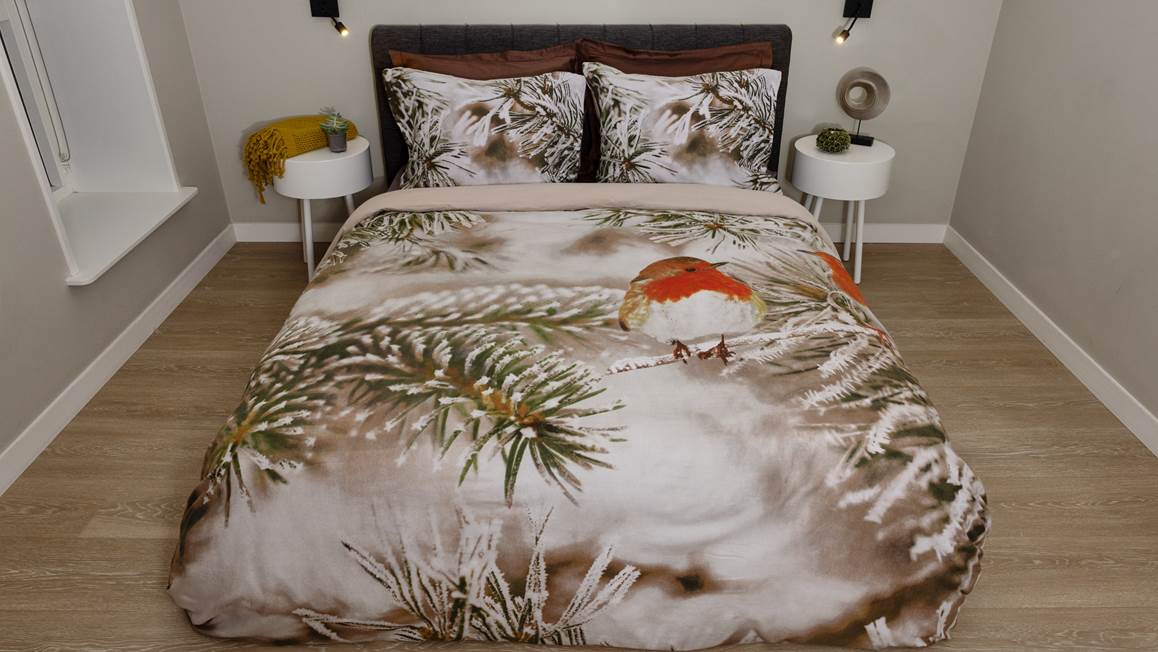 Snoozing Pine housse de couette en flanelle gris