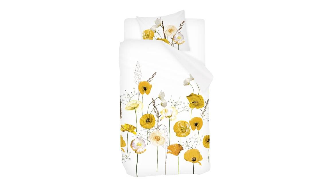 Snoozing Yellow Poppy housse de couette en flanelle