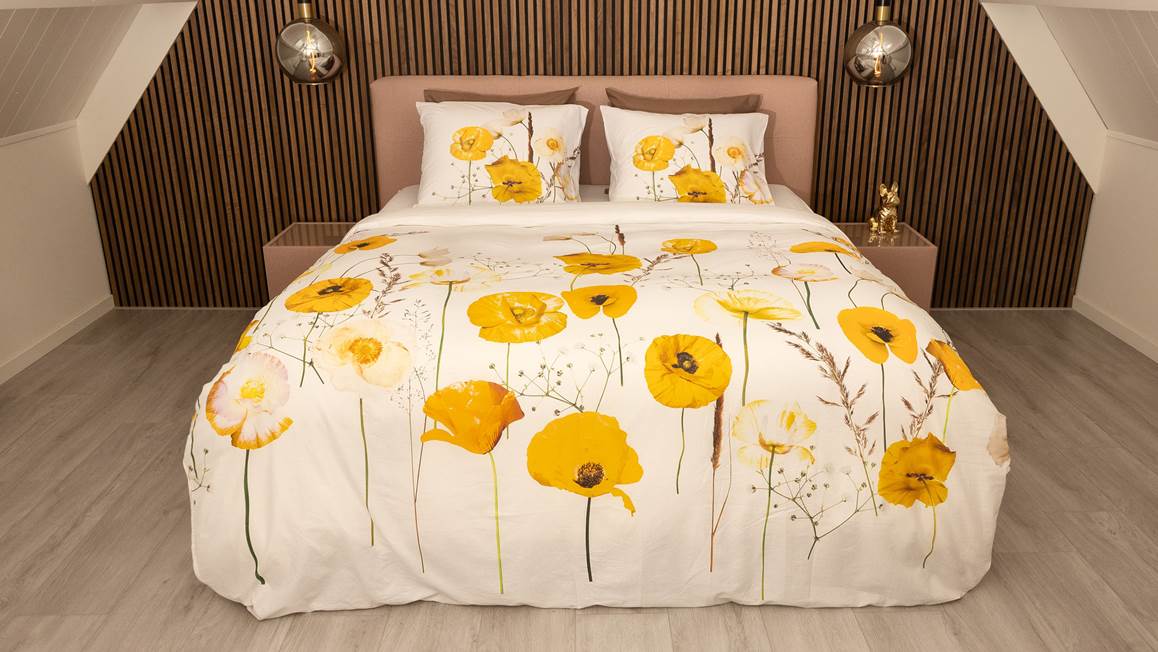 Snoozing Yellow Poppy housse de couette en flanelle