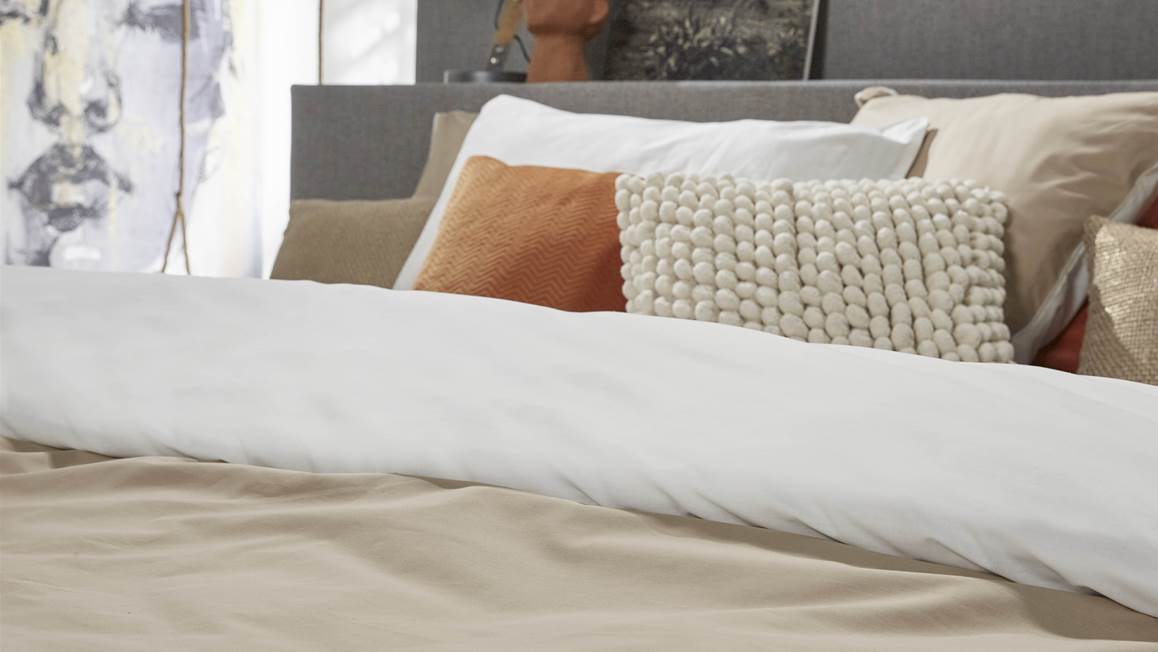 iSeng Uni Double housse de couette taupe/blanc cassé