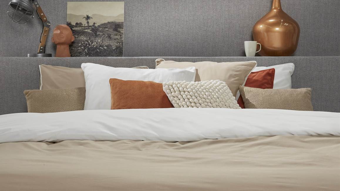 iSeng Uni Double housse de couette taupe/blanc cassé