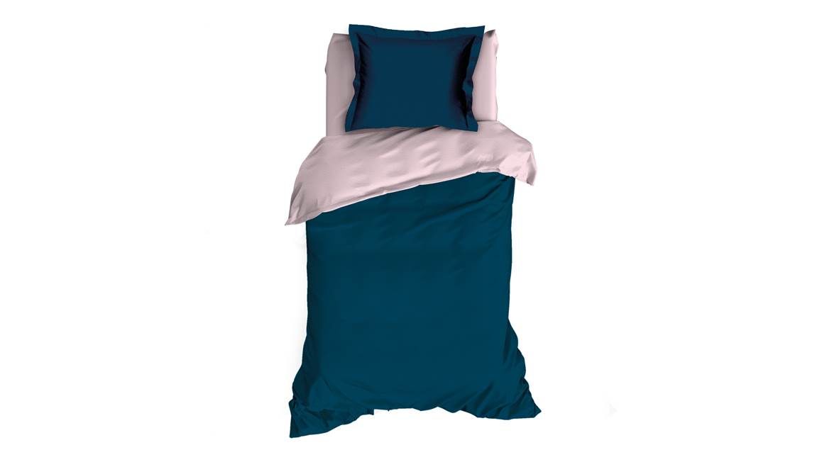 Romanette Comtesse housse de couette en flanelle teal/rose