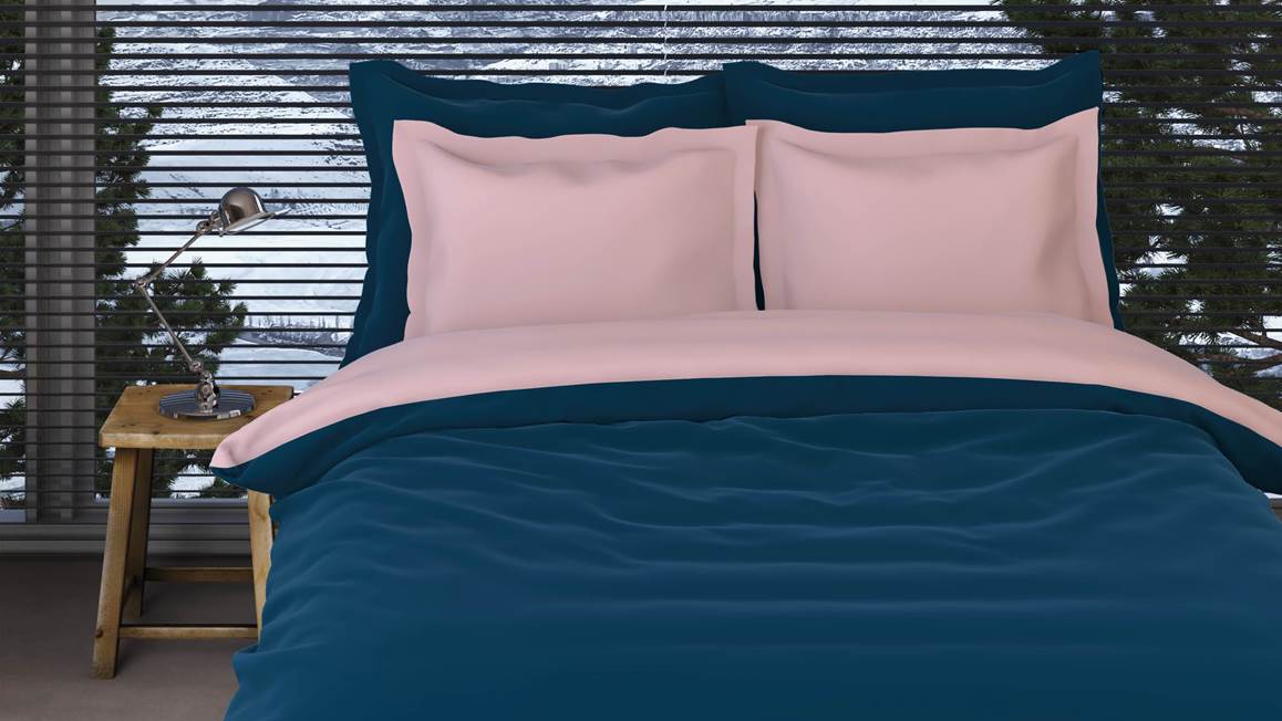 Romanette Comtesse housse de couette en flanelle teal/rose