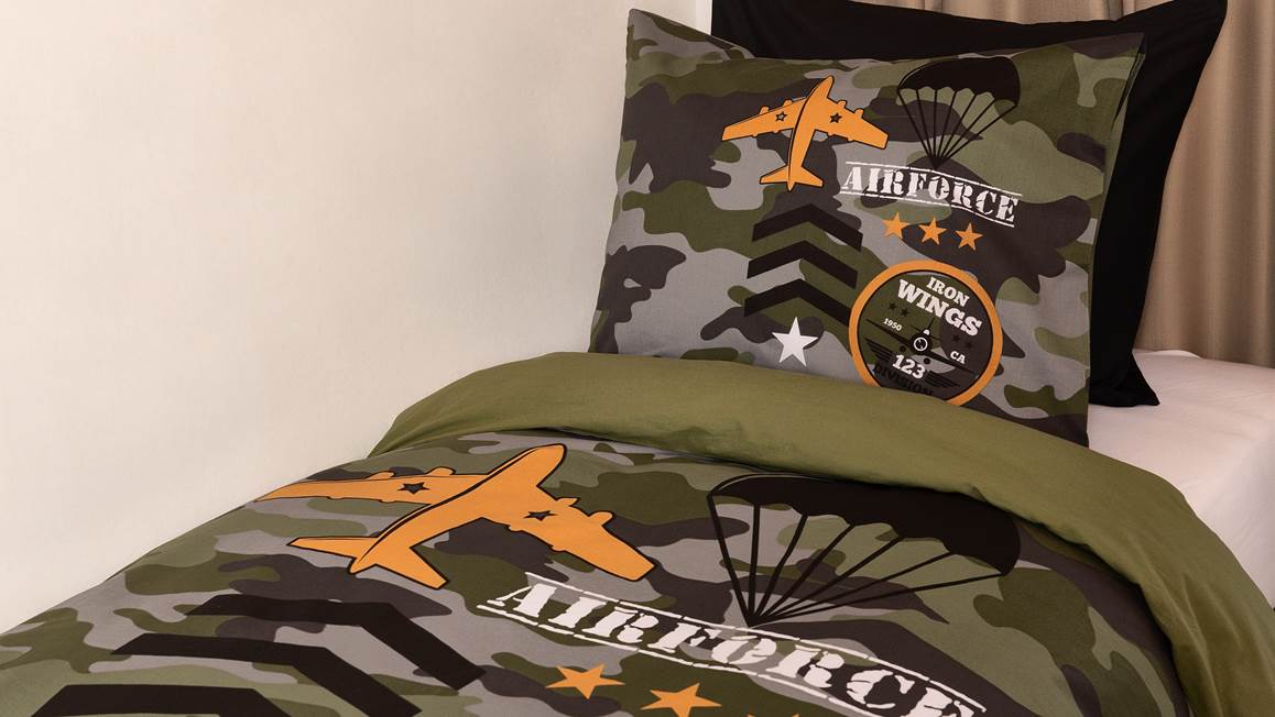 Snoozing Airforce housse de couette en flanelle vert