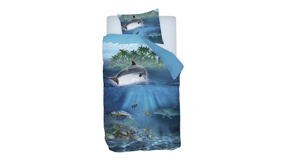 Snoozing Paradis des Dauphins housse de couette en flanelle multicolore