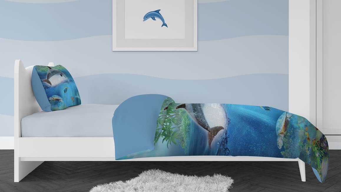 Snoozing Paradis des Dauphins housse de couette en flanelle multicolore