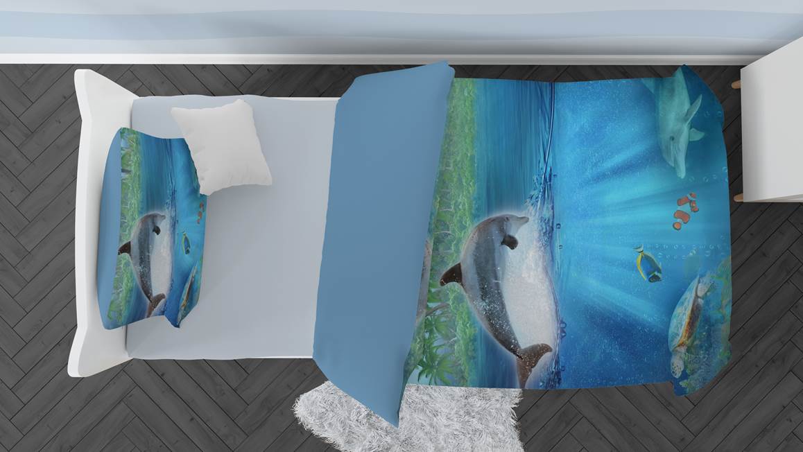 Snoozing Paradis des Dauphins housse de couette en flanelle multicolore