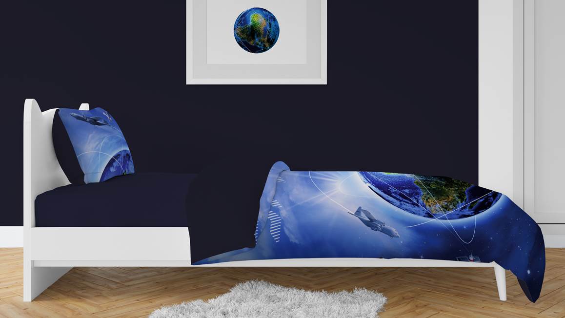 Snoozing Space housse de couette bleu