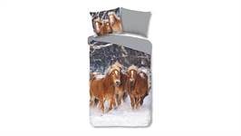 Good Morning Chevaux en Hiver housse de couette en flanelle