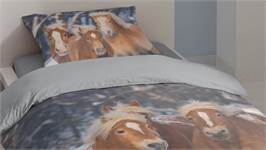 Good Morning Chevaux en Hiver housse de couette en flanelle