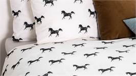 SNURK Chevaux Noirs housse de couette blanc