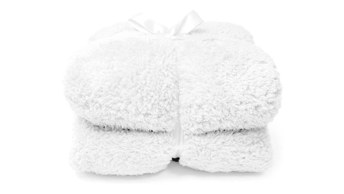 Unique Living Teddy Plaid polaire blanc cassé