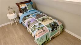 Snoozing Dinosaur housse de couette en flanelle multicolore