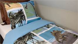 Snoozing Dinosaur housse de couette en flanelle multicolore