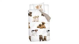 Snoozing Puppies housse de couette en flanelle multicolore