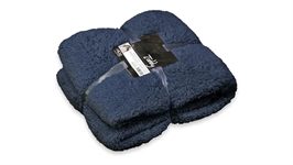 Unique Living Teddy plaid polaire bleu foncé