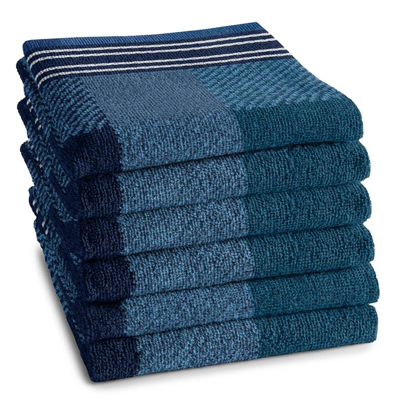 6 pièces de haute qualité bleu blanc Plaid rayé torchon cuisine serviette  serviette nappe 100% coton tissé tissu 