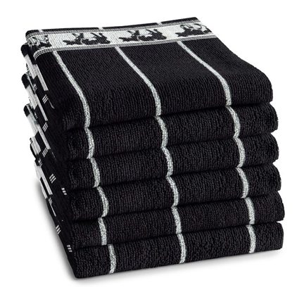 DDDDD Zwart Bont essuie-mains (lot de 6)