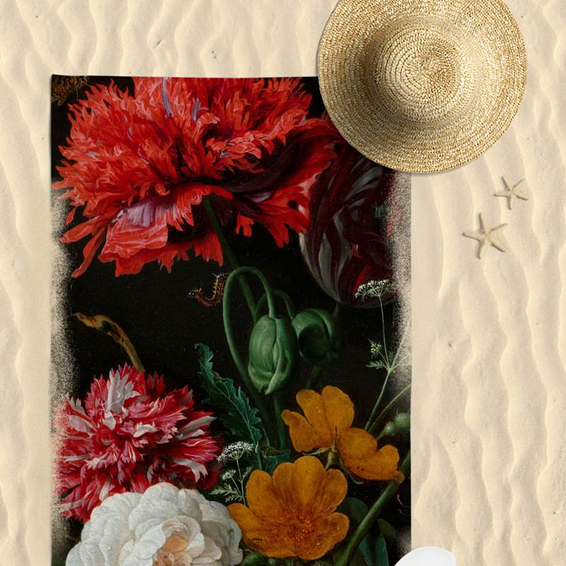 Roses serviette de plage