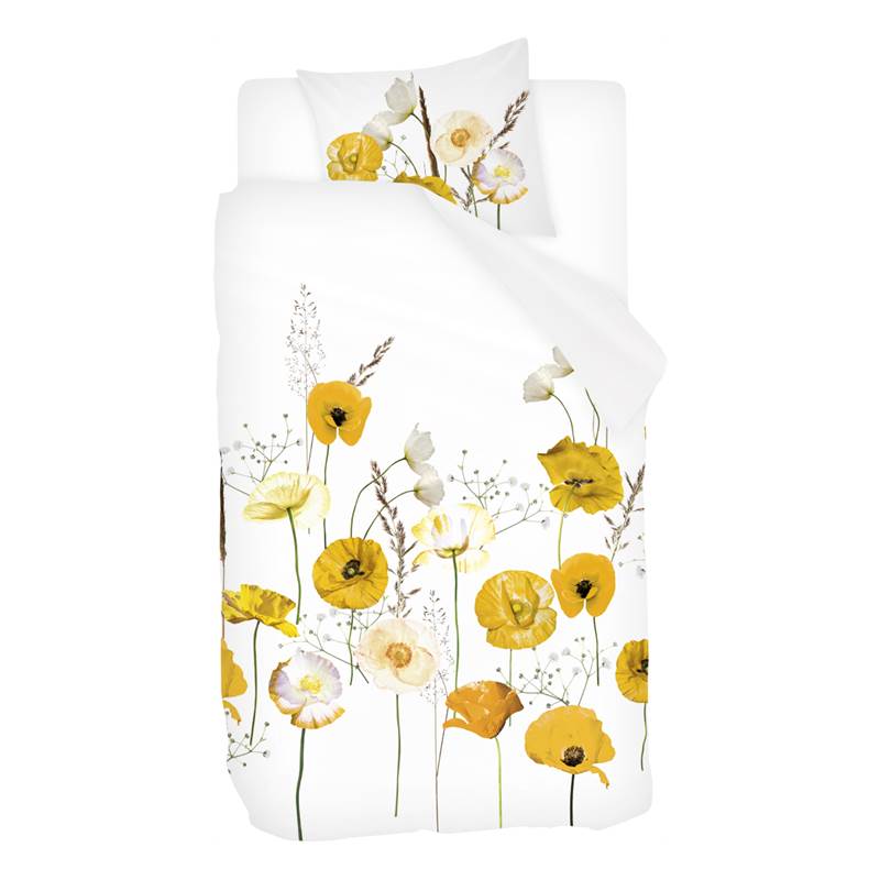 Snoozing Yellow Poppy housse de couette en flanelle