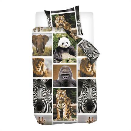 Snoozing Wildlife housse de couette en flanelle multicolore