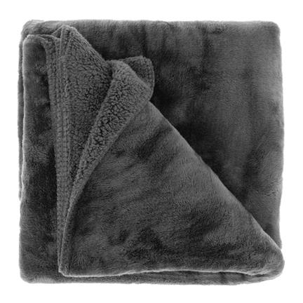 Unique Living Torvah plaid polaire gris foncé - thumbnail_01