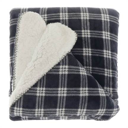 Unique Living Téo plaid polaire vert gris - thumbnail_01