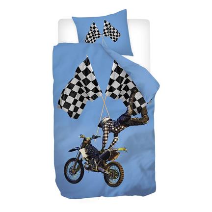 Snoozing Jelte housse de couette en flanelle bleu - thumbnail_01