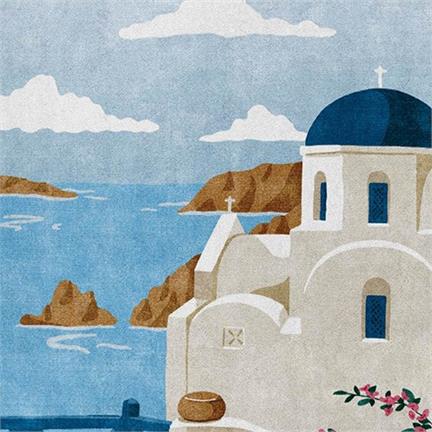Seahorse Santorini serviette de plage Bleu –