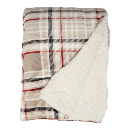 Unique Living Larsson plaid polaire taupe - thumbnail_01