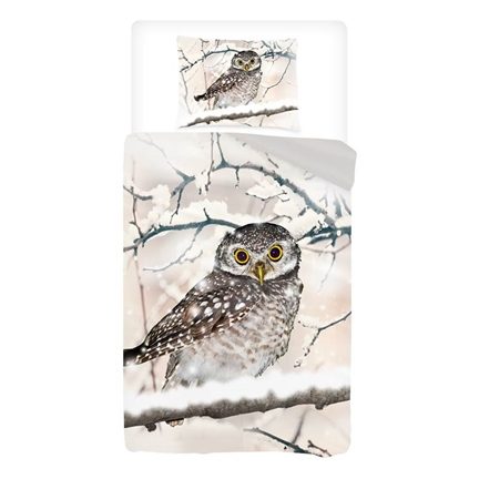 Snoozing Chouette housse de couette en flanelle sable