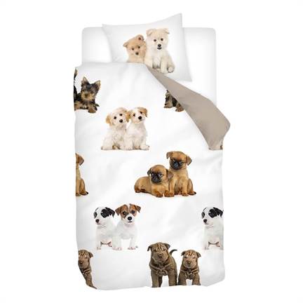 Snoozing Puppies housse de couette en flanelle multicolore
