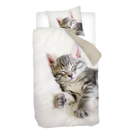 Snoozing Snooze housse de couette en flanelle blanc cassé